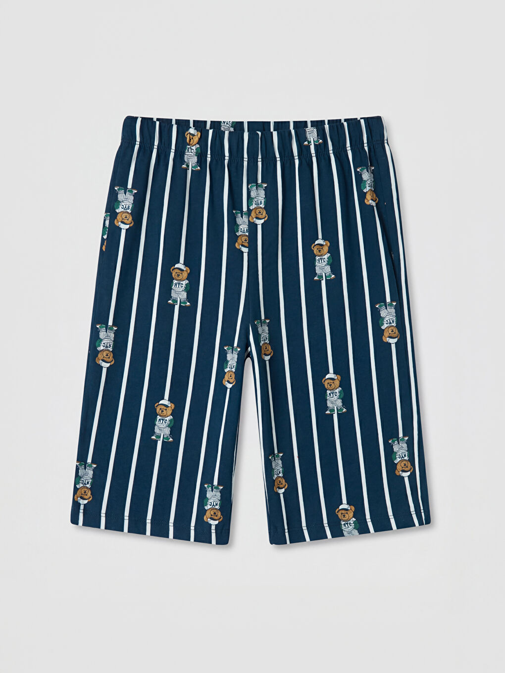 Ekru Ayı Teddy Baskılı Erkek Çocuk Şortlu Pijama Takımı-4