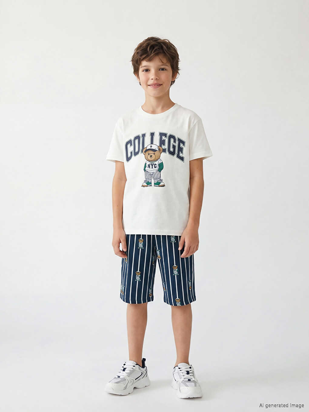 Bear Teddy Printed Boys' Shortie Pyjamas Set
