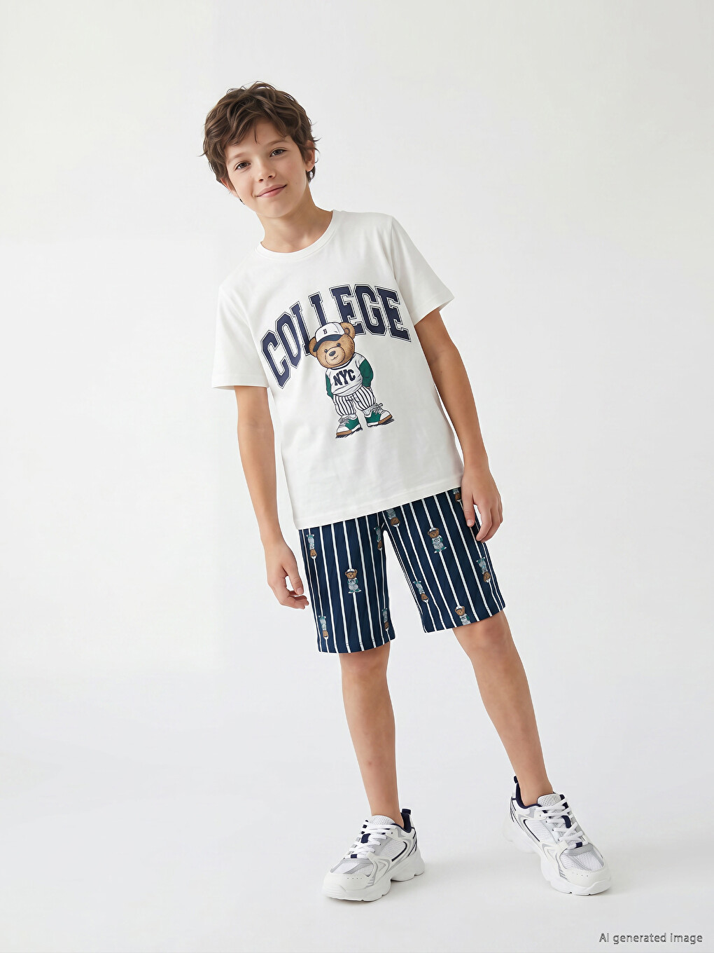 Bear Teddy Printed Boys' Shortie Pyjamas Set-1