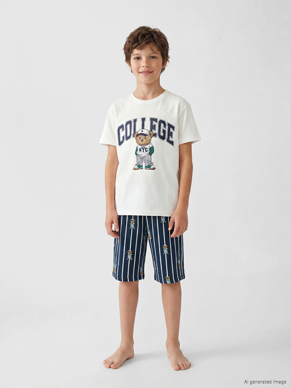 Bear Teddy Printed Boys' Shortie Pyjamas Set