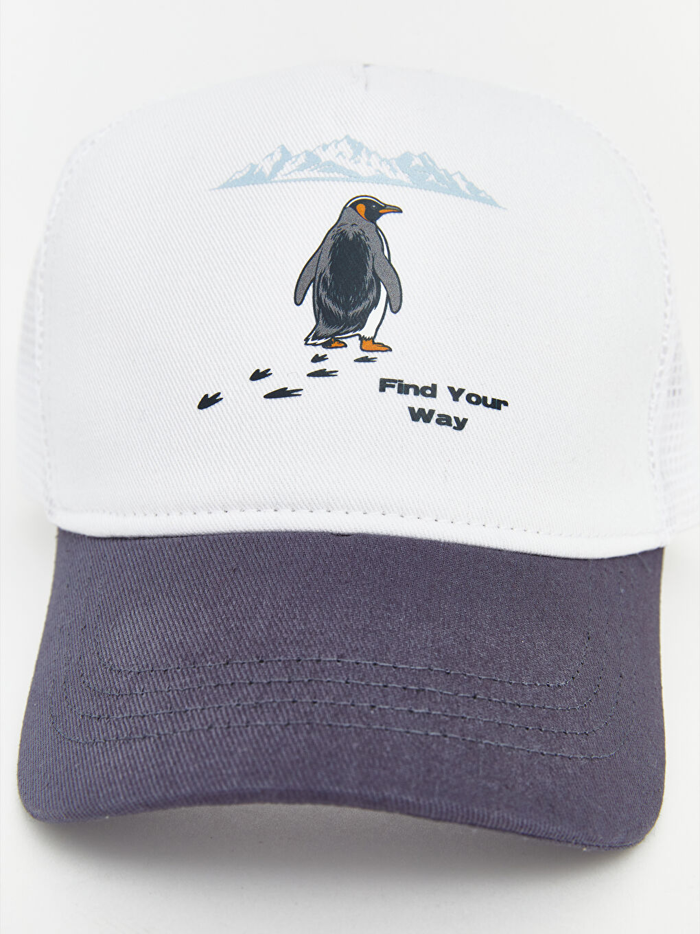 Beyaz Penguen Baskılı Erkek Çocuk Kep Şapka-2