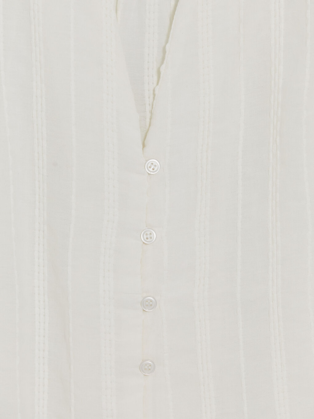 Beyaz Kaçık Yaka Çizgili Kadın Gömlek-2