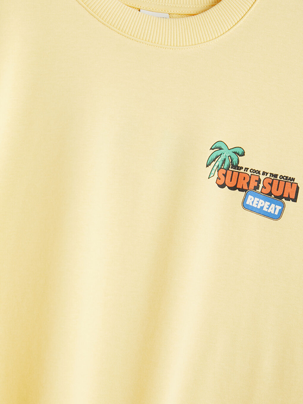 Sarı Bisiklet Yaka Baskılı Erkek Çocuk Sweatshirt-2