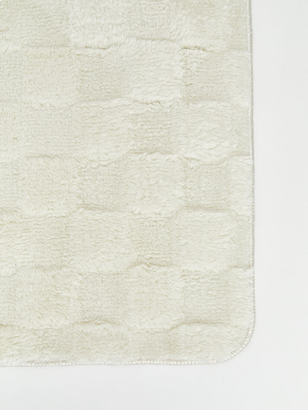 Beyaz Kareli Desenli 2'li Banyo Paspası Takımı-4