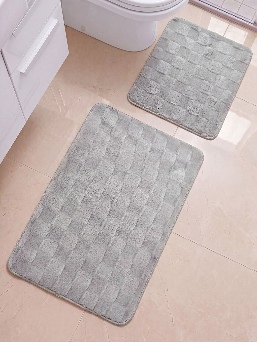 Gri Desenli Banyo Paspas Takımı 2'li