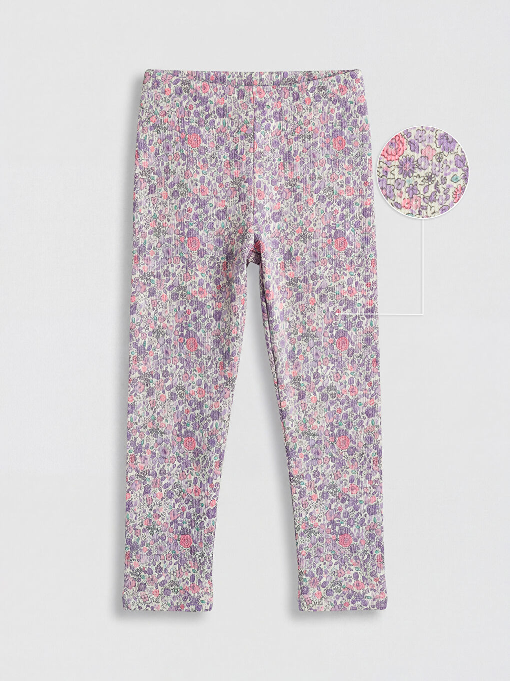 Pembe Uzun Fitilli Çiçek Desenli Kız Çocuk Tayt