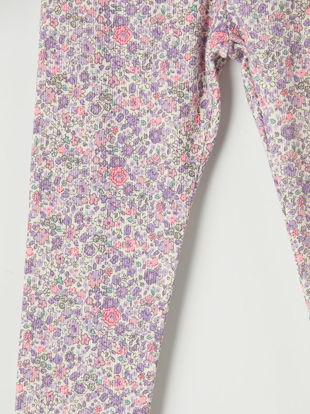 Pembe Uzun Fitilli Çiçek Desenli Kız Çocuk Tayt-2