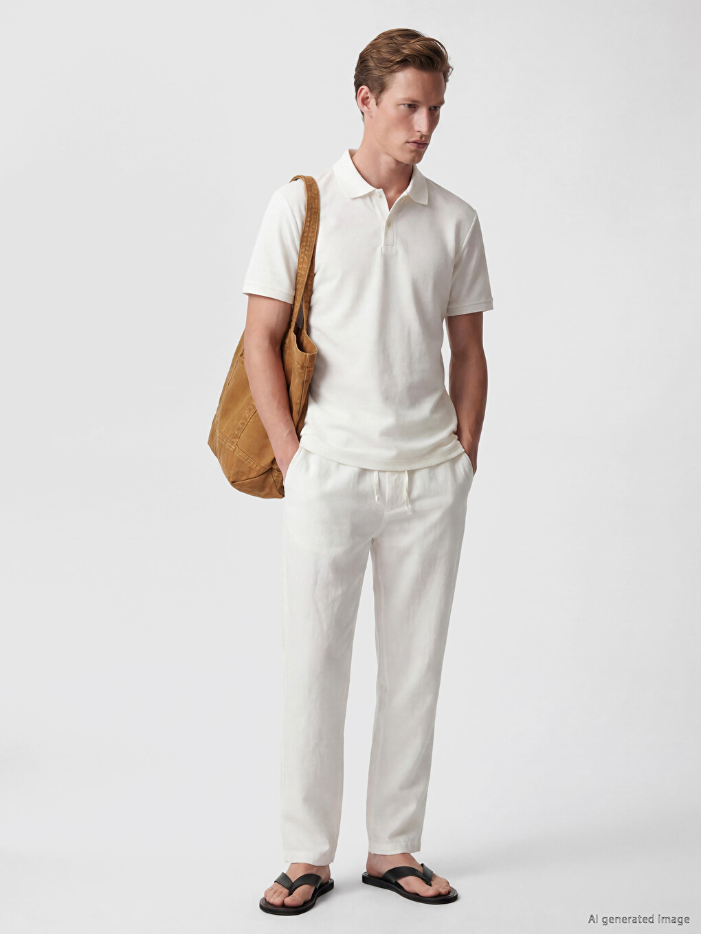 Pantalon Homme En Lin 100 % Coupe Régulière-1