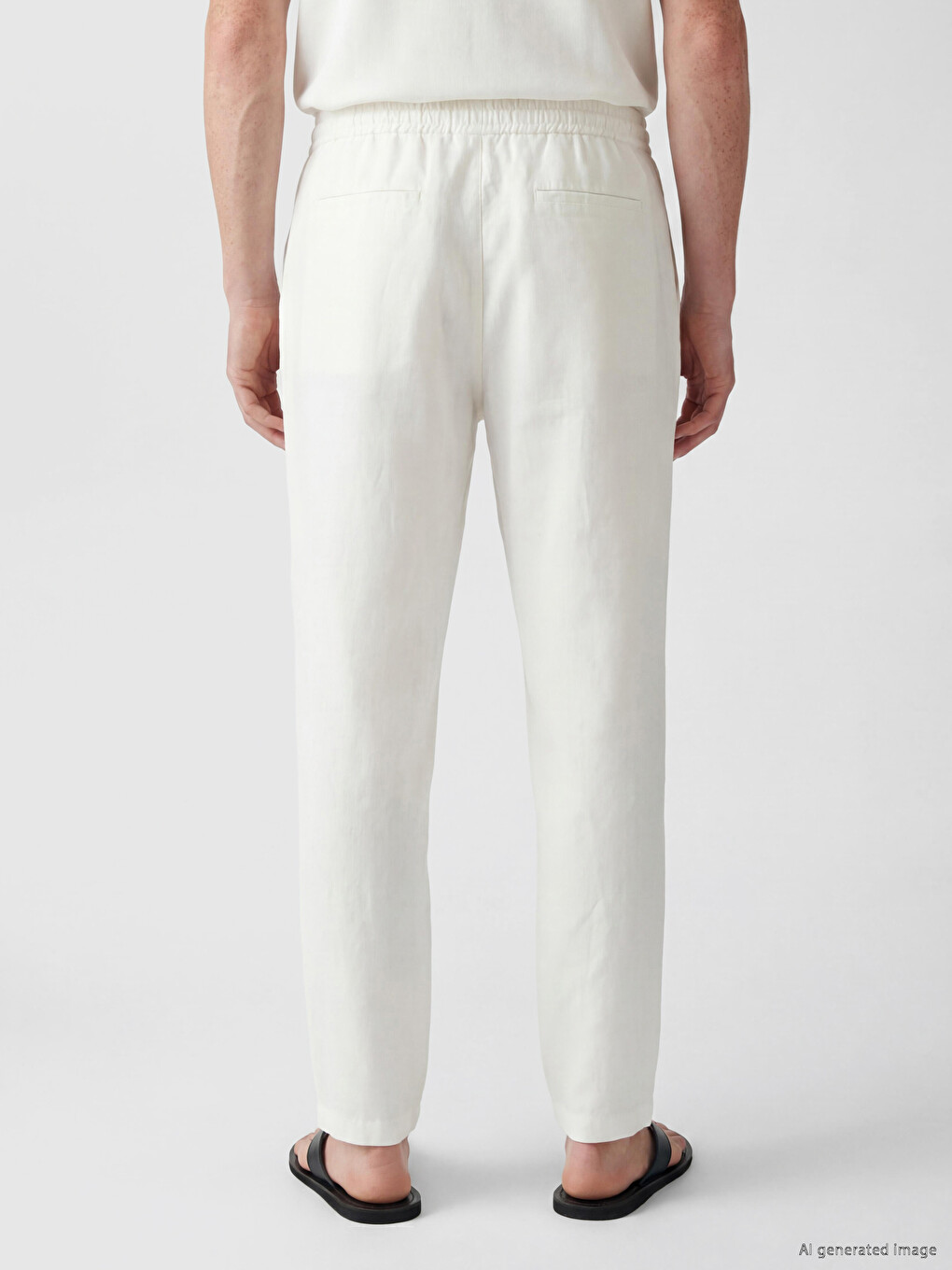 Pantalon Homme En Lin 100 % Coupe Régulière-3