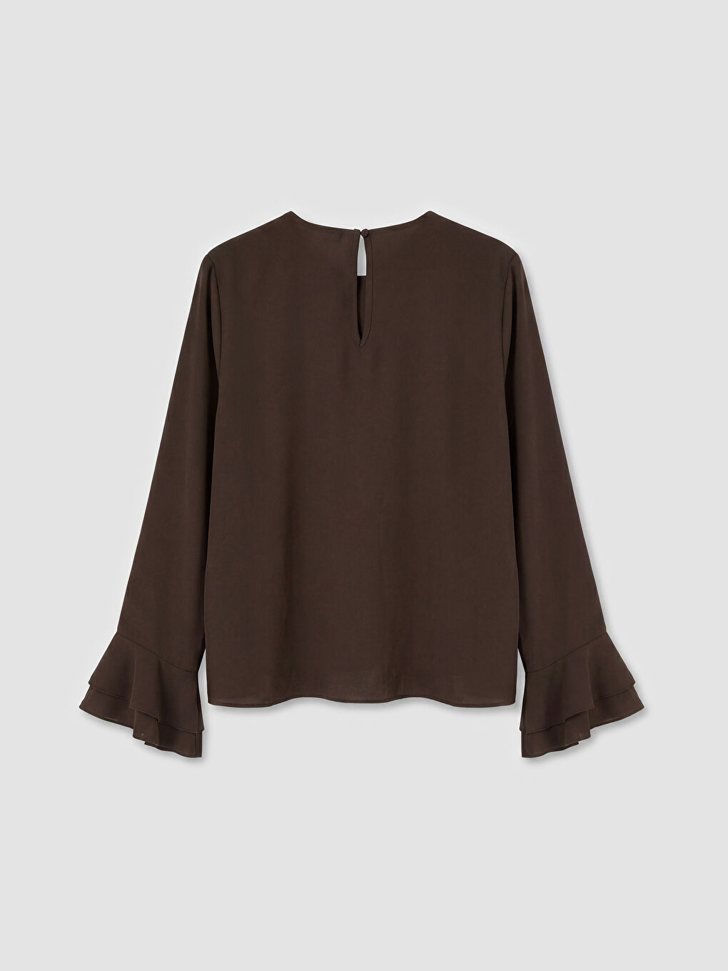 Kahverengi Bisiklet Yaka Fırfırlı Bluz-1