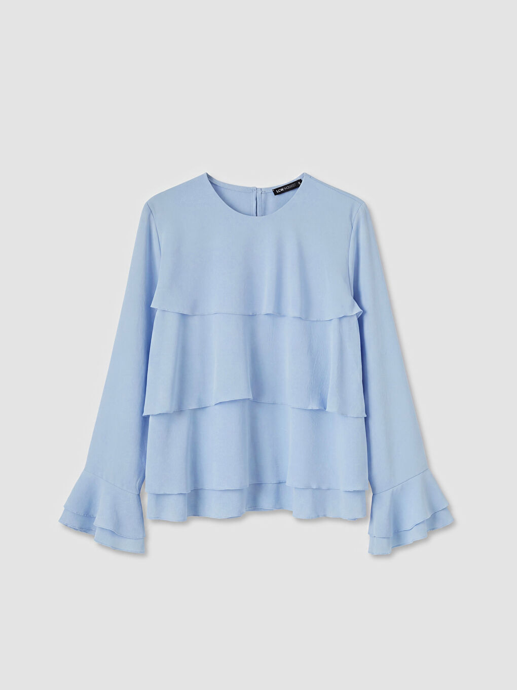 Mavi Bisiklet Yaka Fırfırlı Bluz