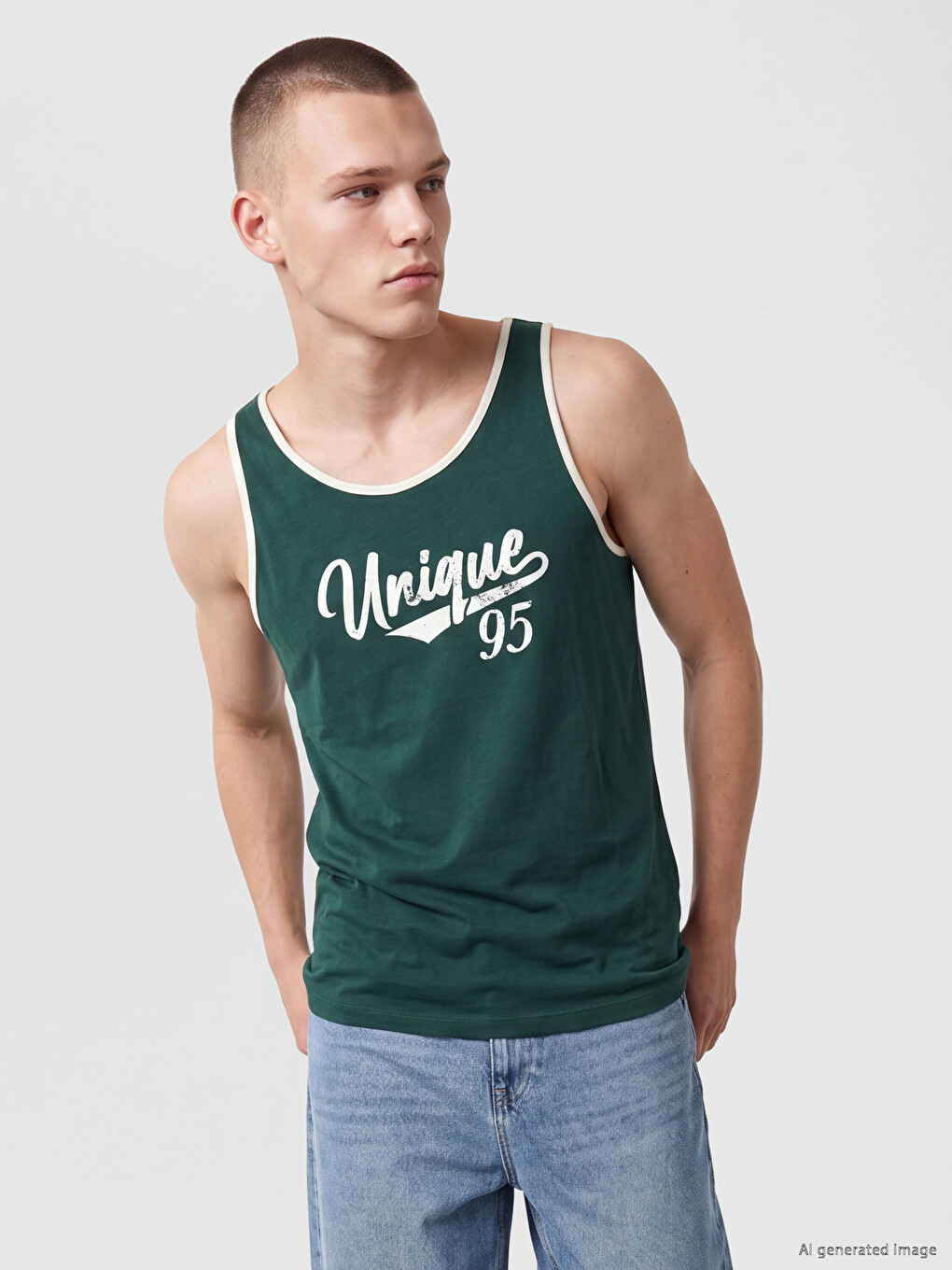 U Neck Printed Men's Sleeveless T-shirt