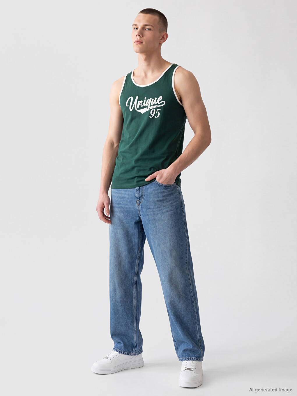 U Neck Printed Men's Sleeveless T-shirt-1