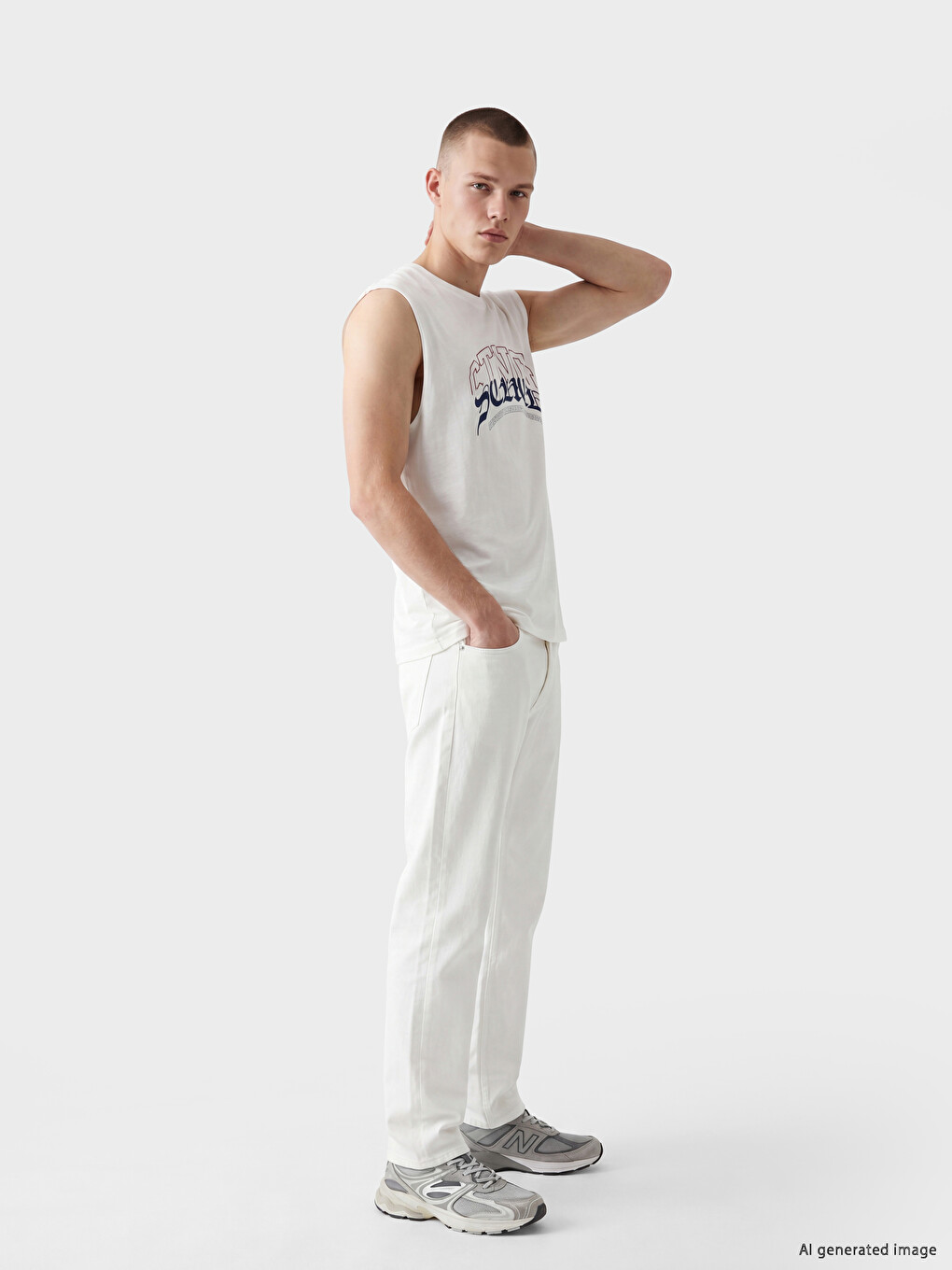 Crew Neck Printed Men's Sleeveless T-Shirt-1