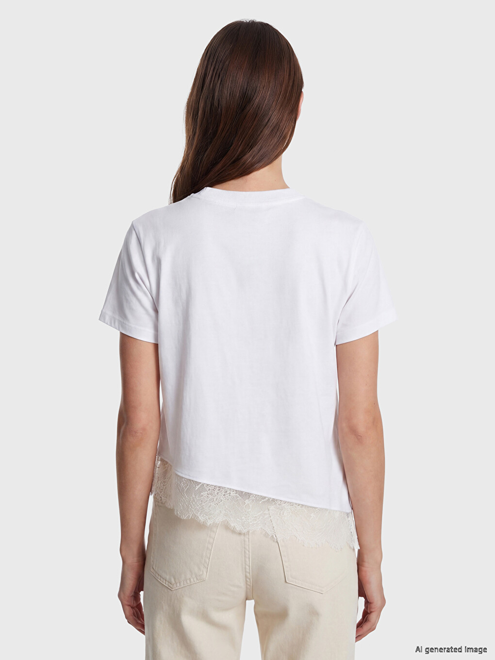 Crew Neck Lace Detailed Blouse-3