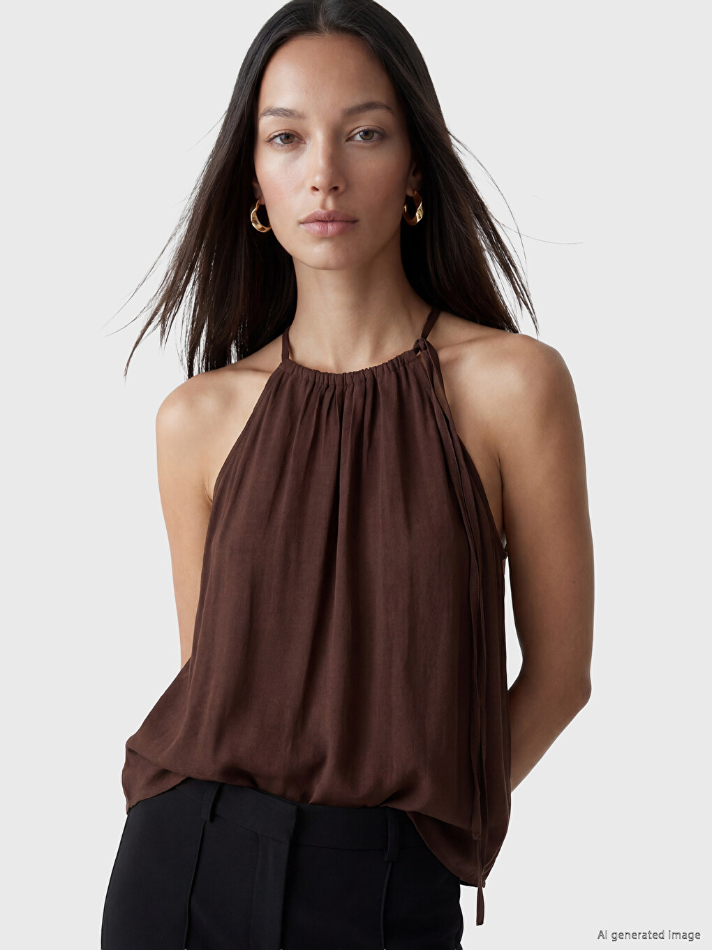 Halter Neck Ruched Blouse