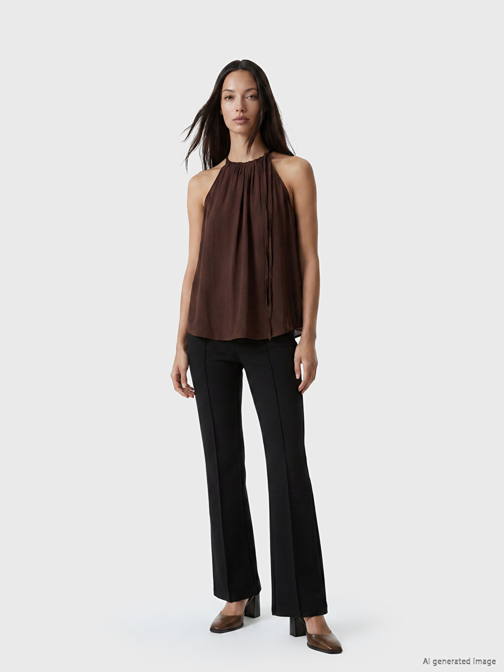 Halter Neck Ruched Blouse-1