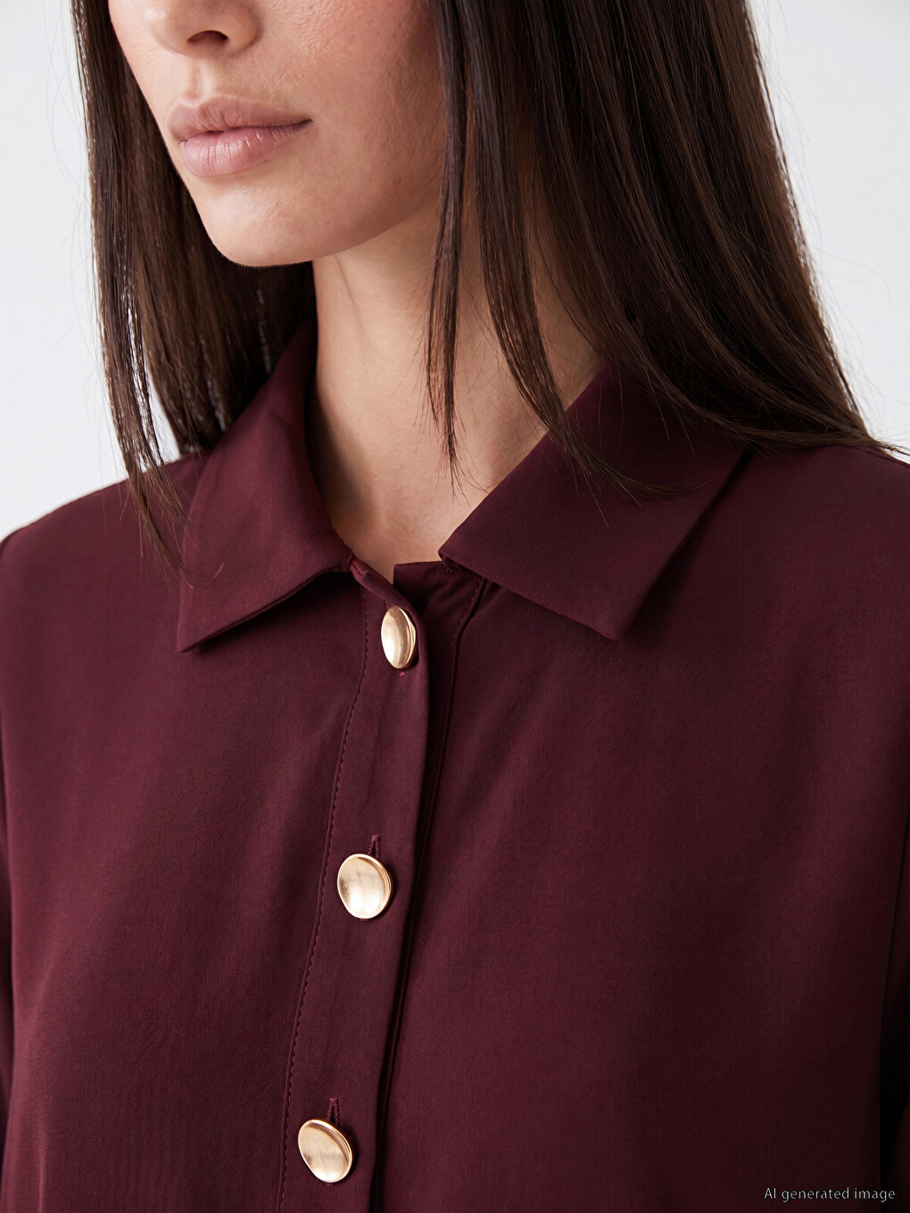 Collared Neck Buttoned Women's Tunic-2