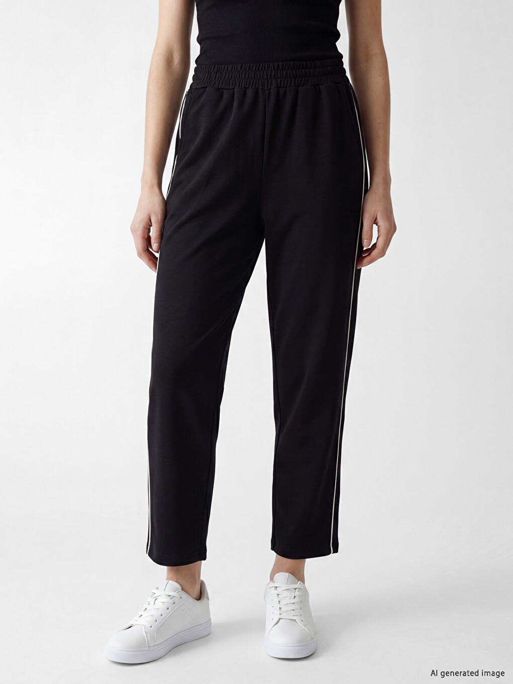Elastic Waist Striped Women's Sweatpants-1