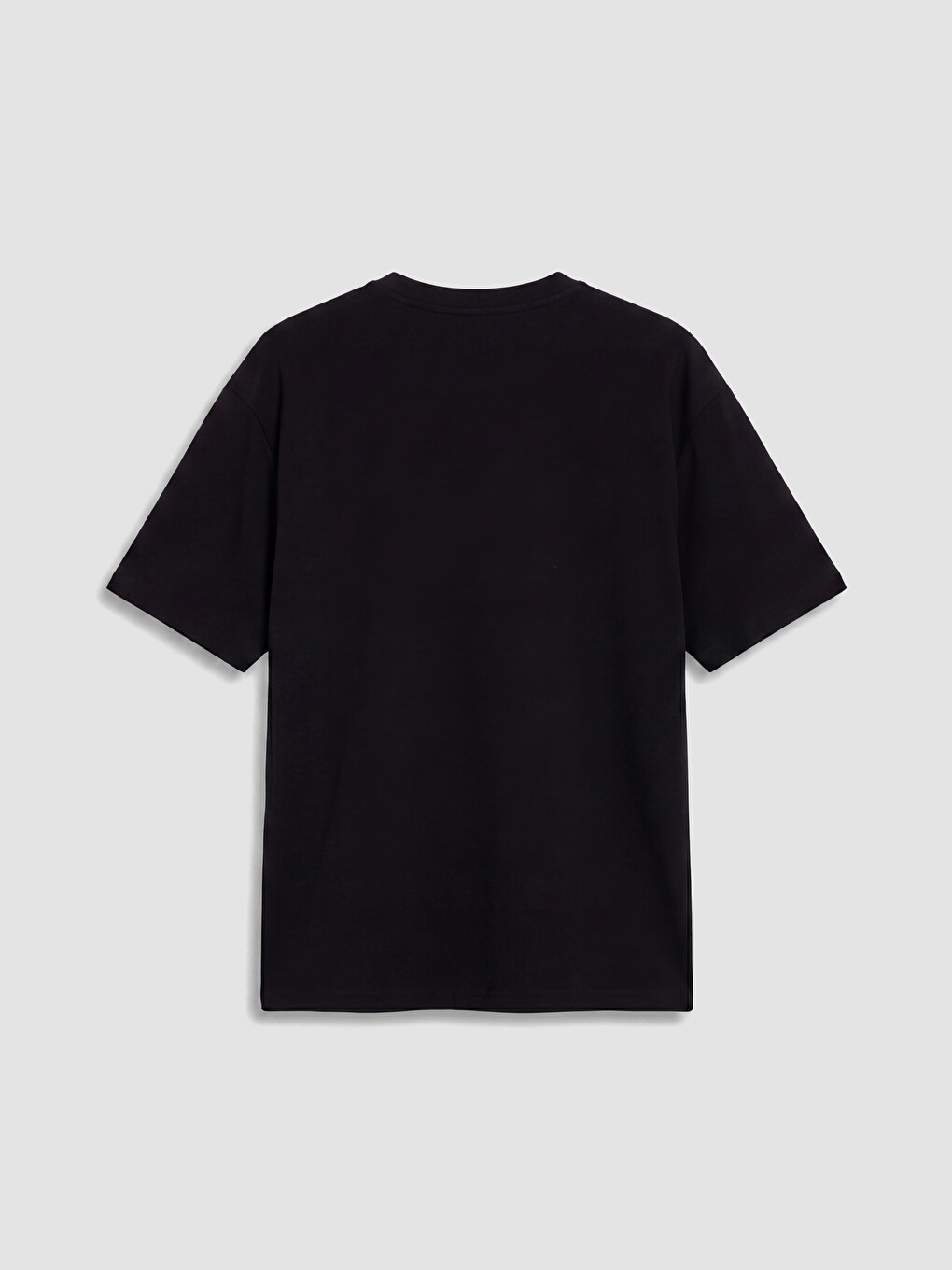 Siyah Relaxed Fit Bisiklet Yaka Baskılı Erkek Tişört-2