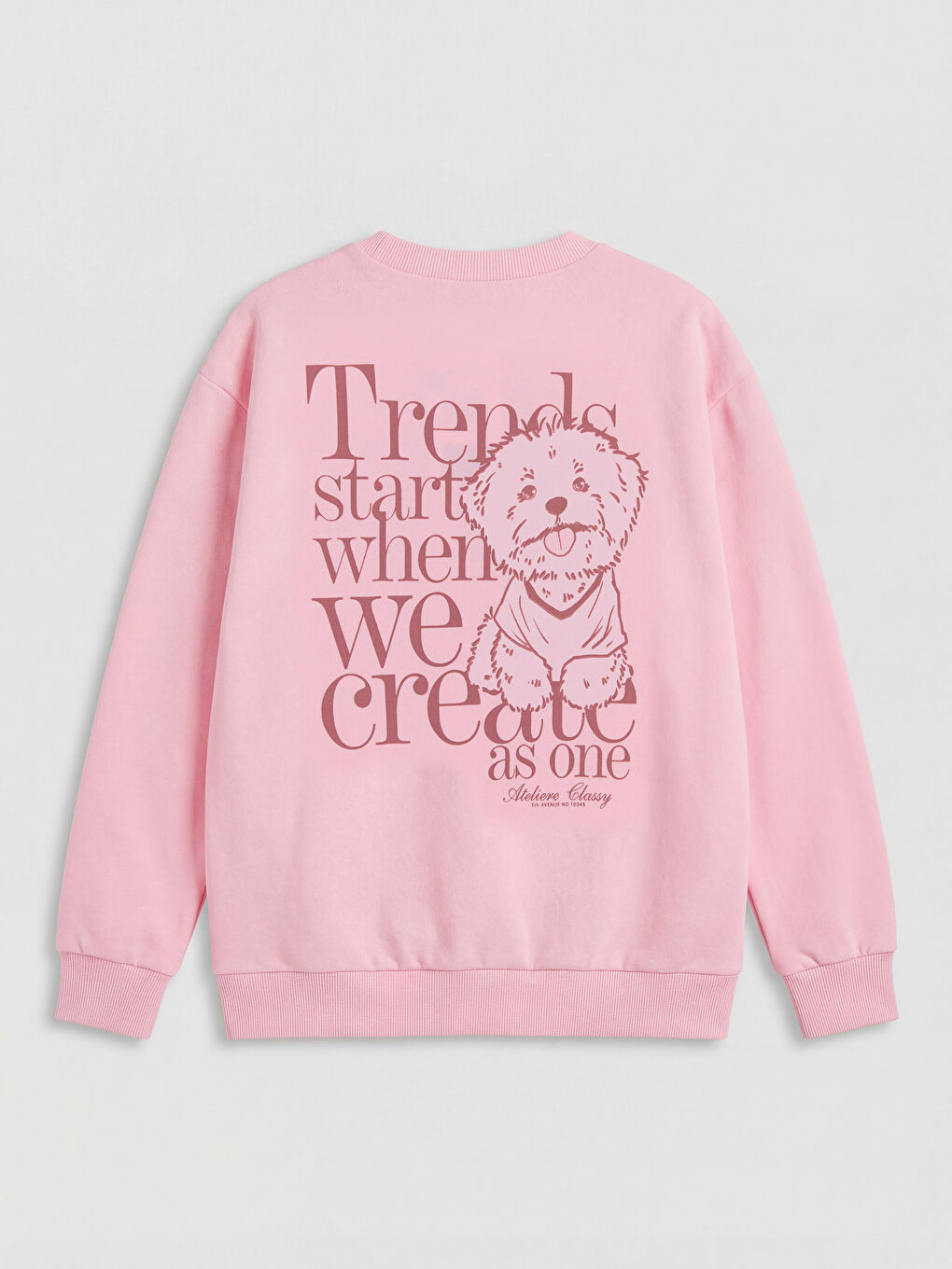 Pembe Bisiklet Yaka Baskılı Kız Çocuk Sweatshirt-2