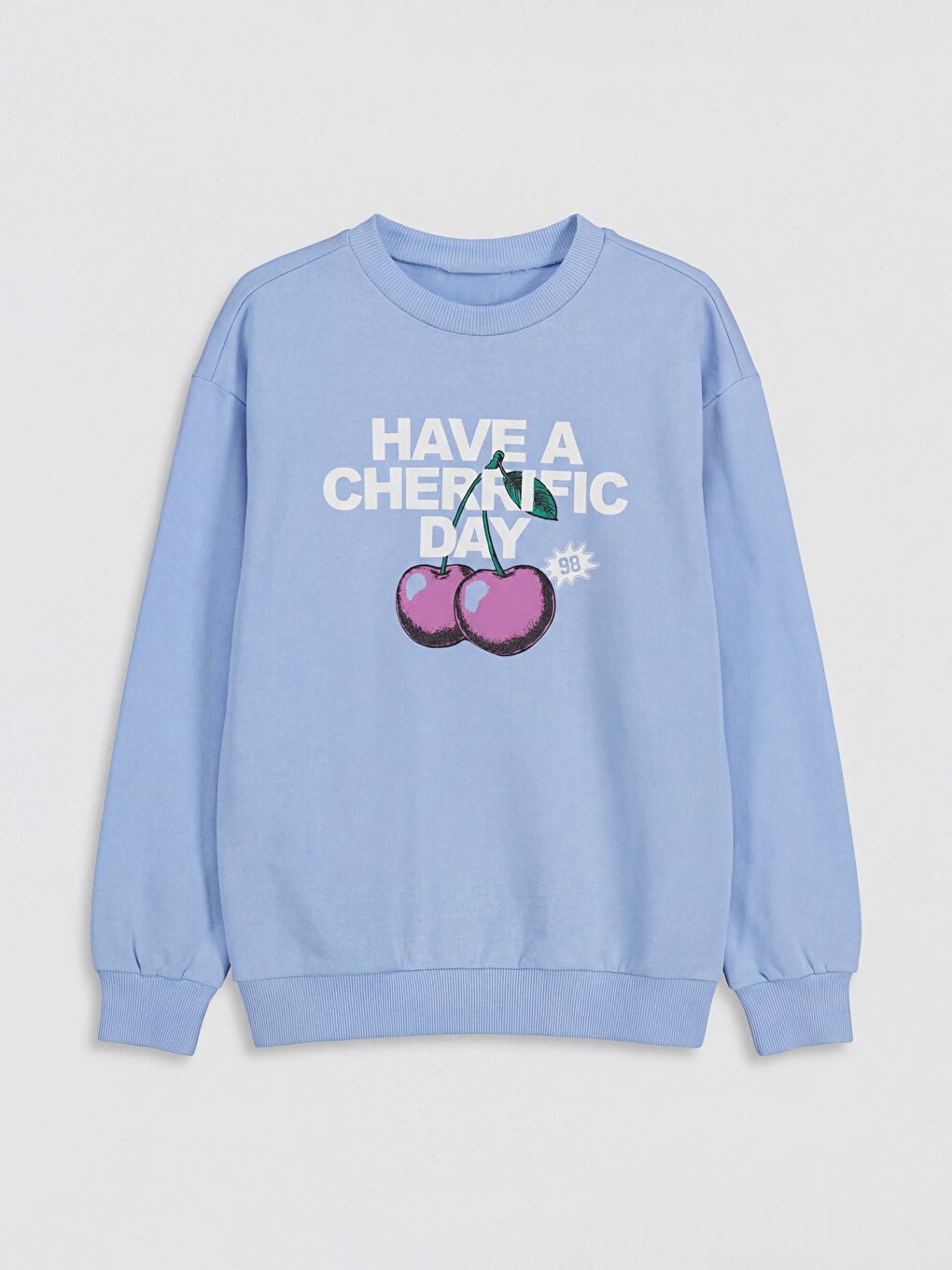 Mavi Bisiklet Yaka Baskılı Kız Çocuk Sweatshirt