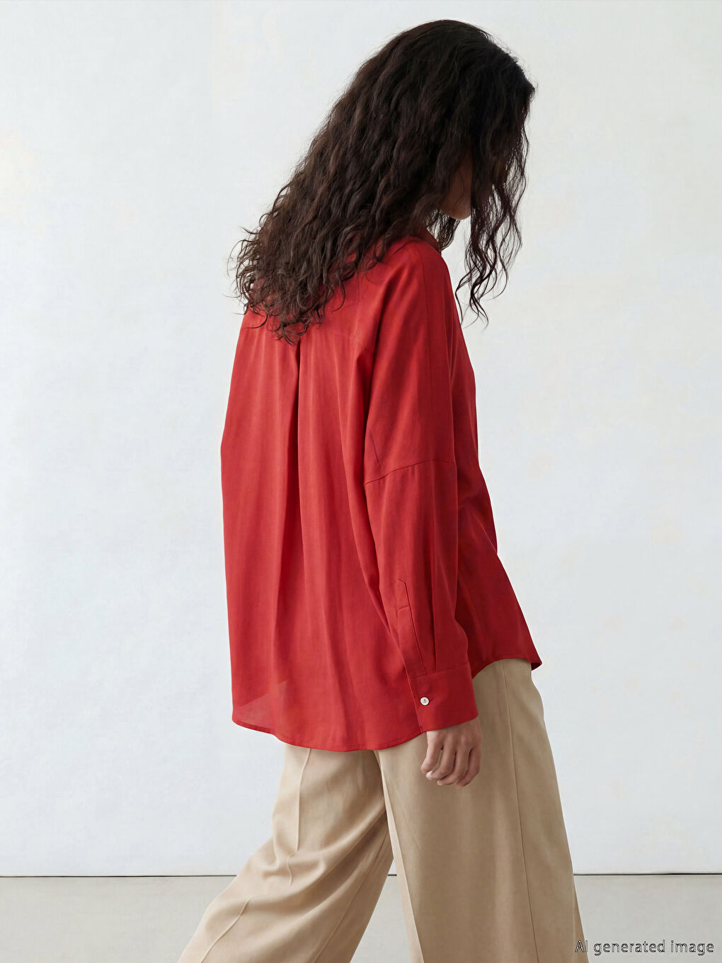 Kırmızı Modal Karışımlı Kadın Gömlek Tunik-2