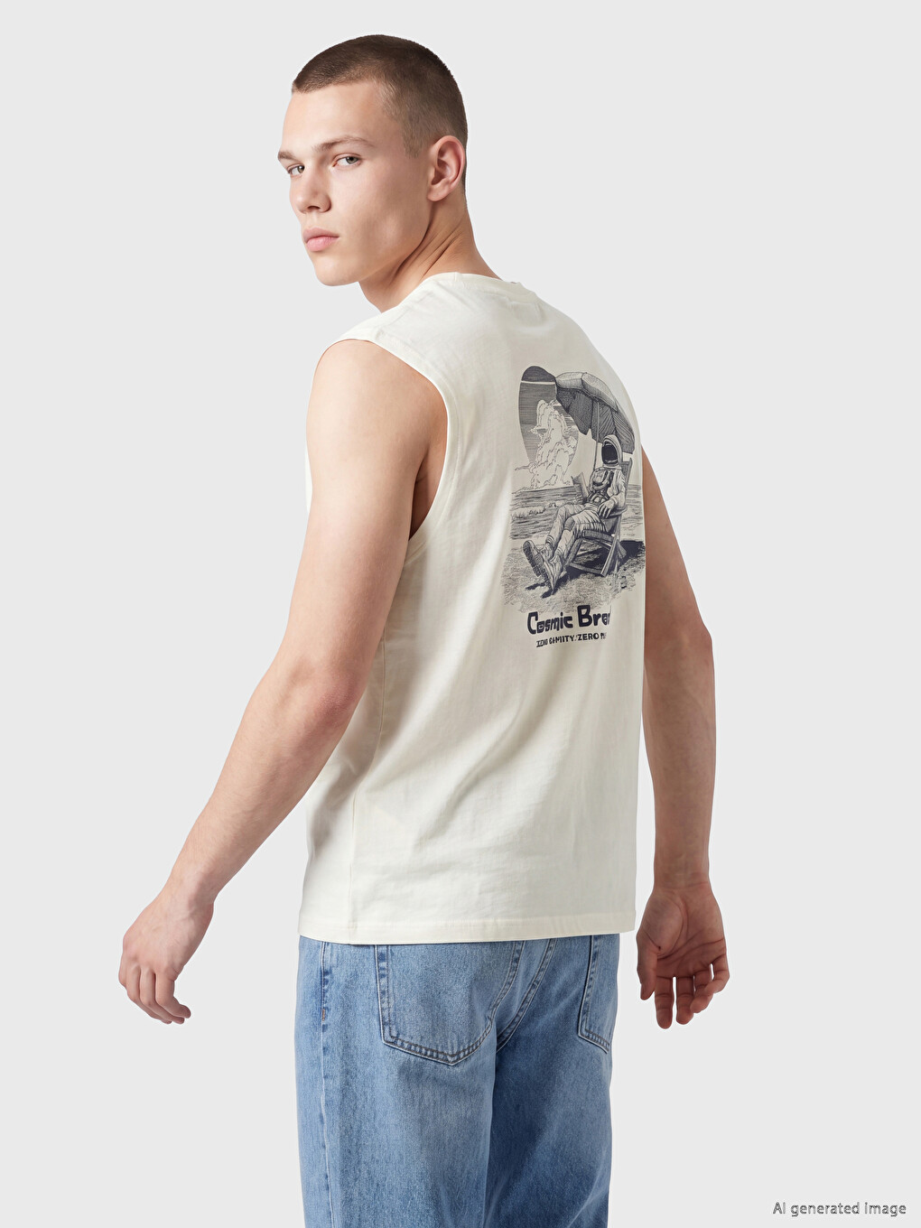 Crew Neck Printed Men's Sleeveless T-Shirt