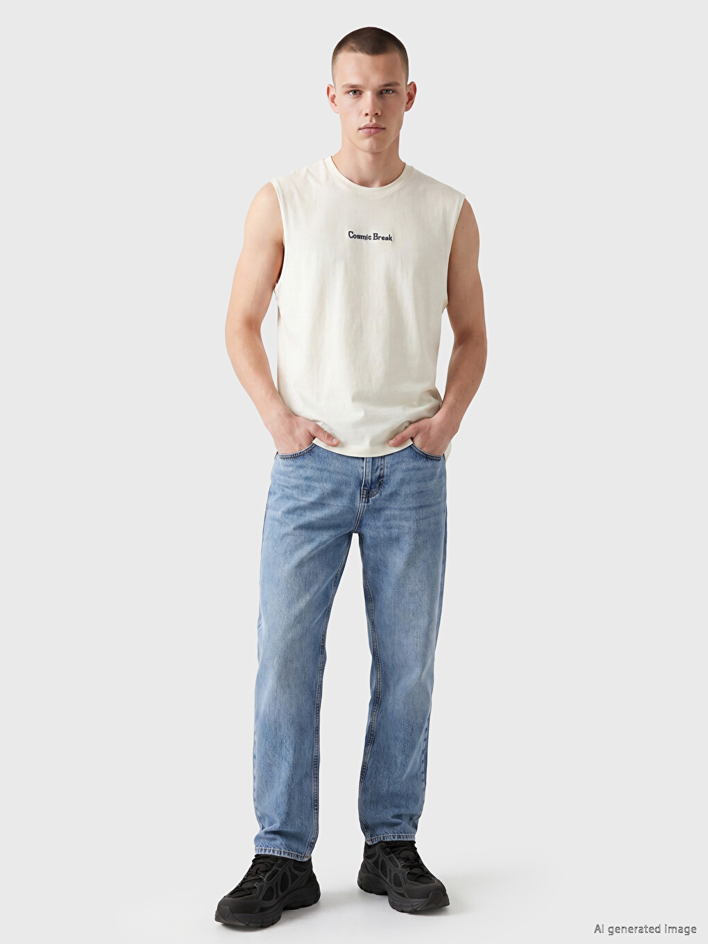 Crew Neck Printed Men's Sleeveless T-Shirt-1