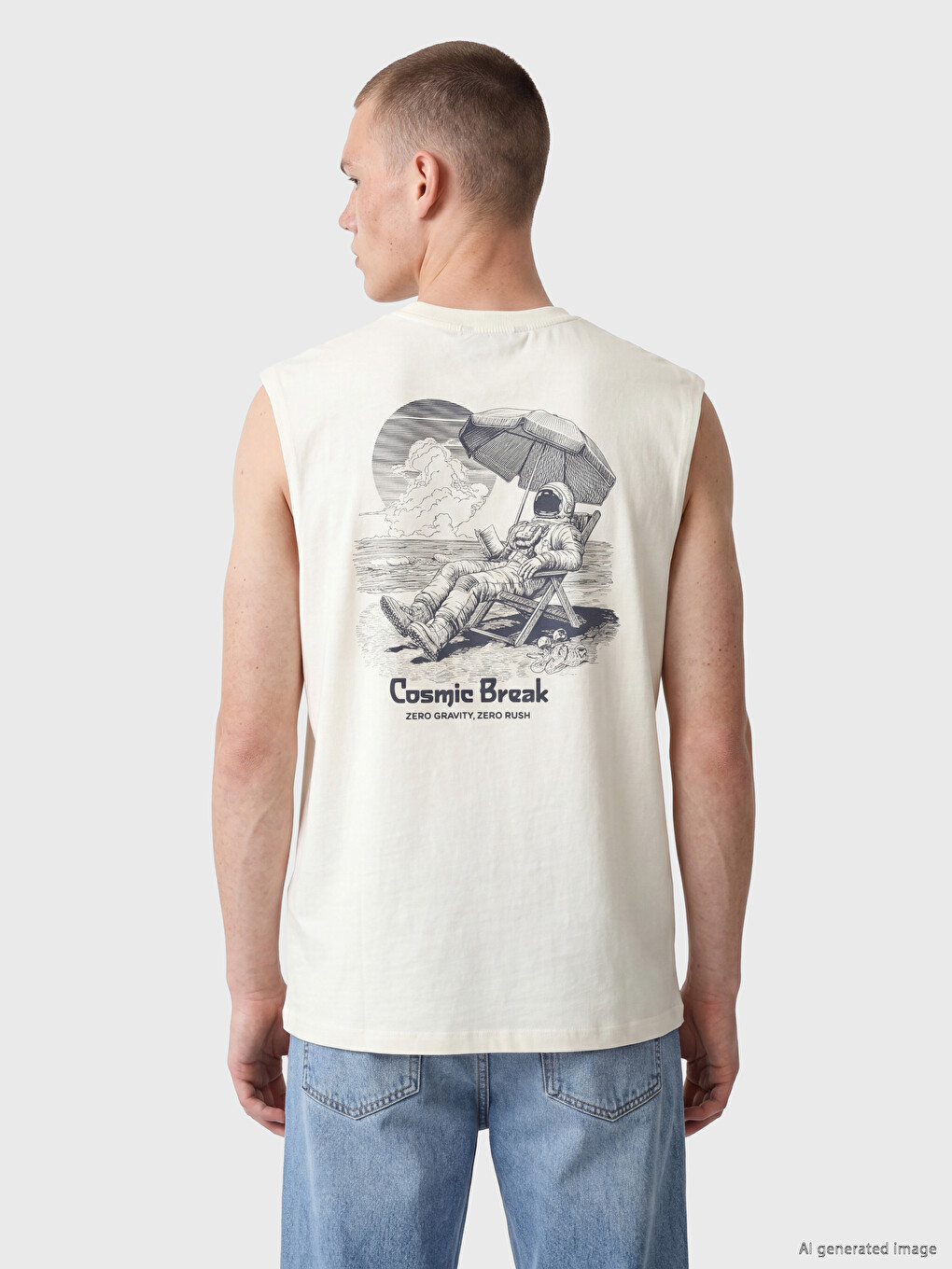 Crew Neck Printed Men's Sleeveless T-Shirt-3