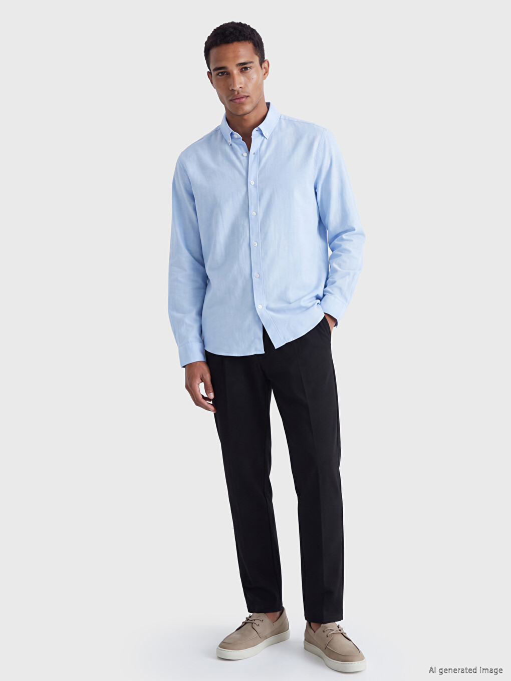 Mavi Regular Fit Keten Karışımlı Erkek Gömlek-1