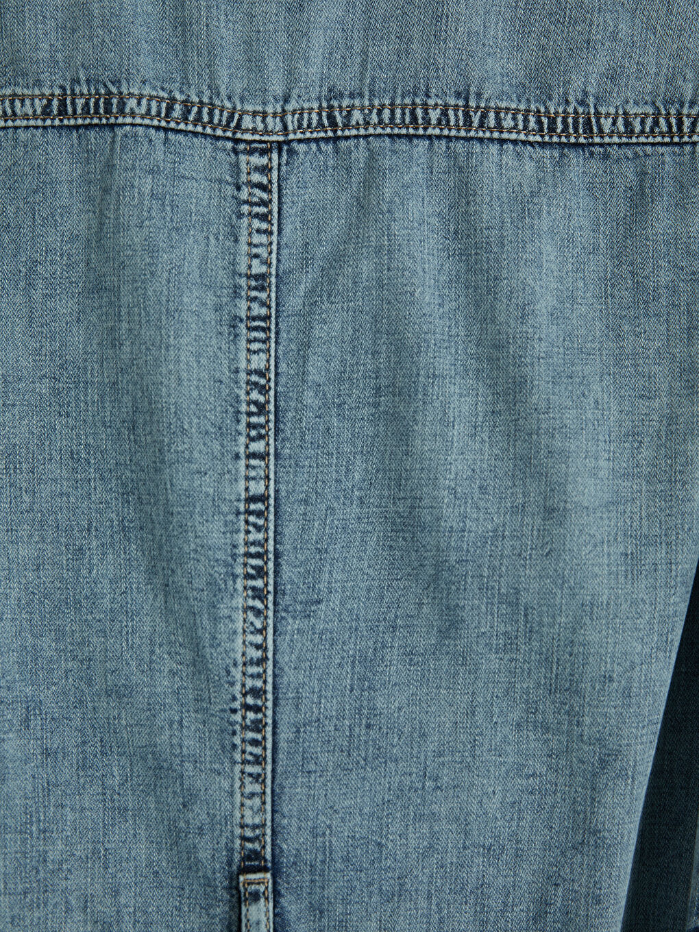 İndigo Gömlek Yaka Beli Kemerli Jean Elbise-1