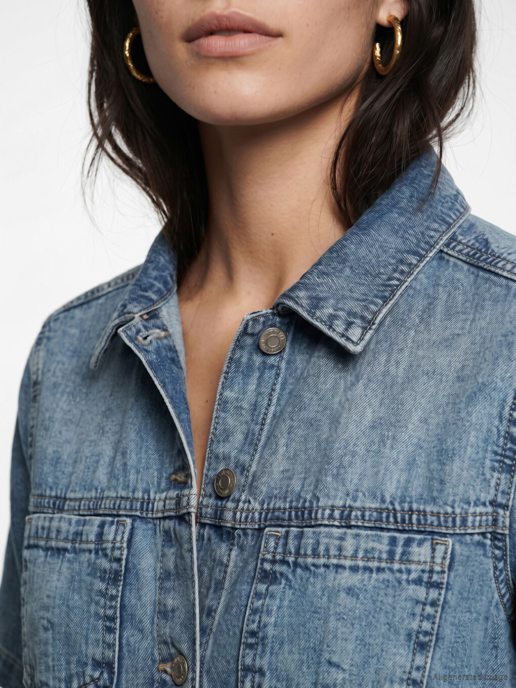 Collared Neck Belted Waist Denim Dress-2