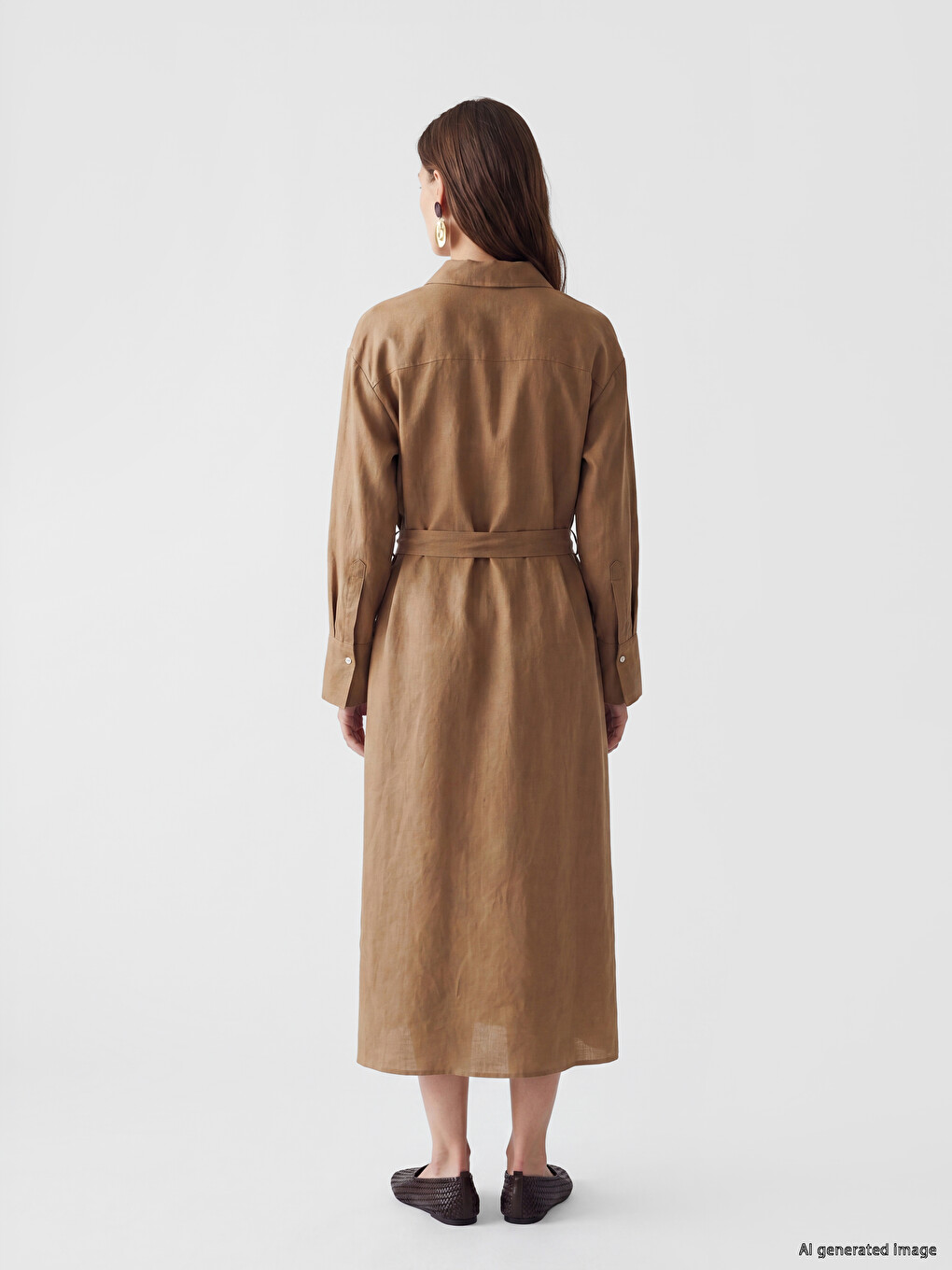 Sash 100% Linen Shirt Dress-3