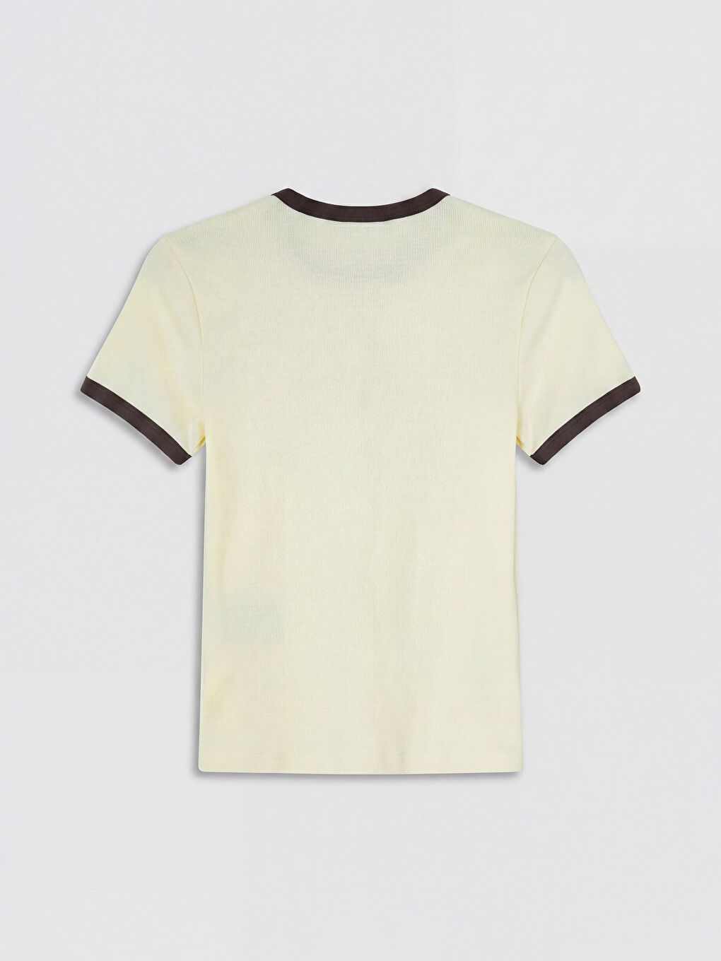 Sarı Bisiklet Yaka Baskılı Kadın Tişört-1