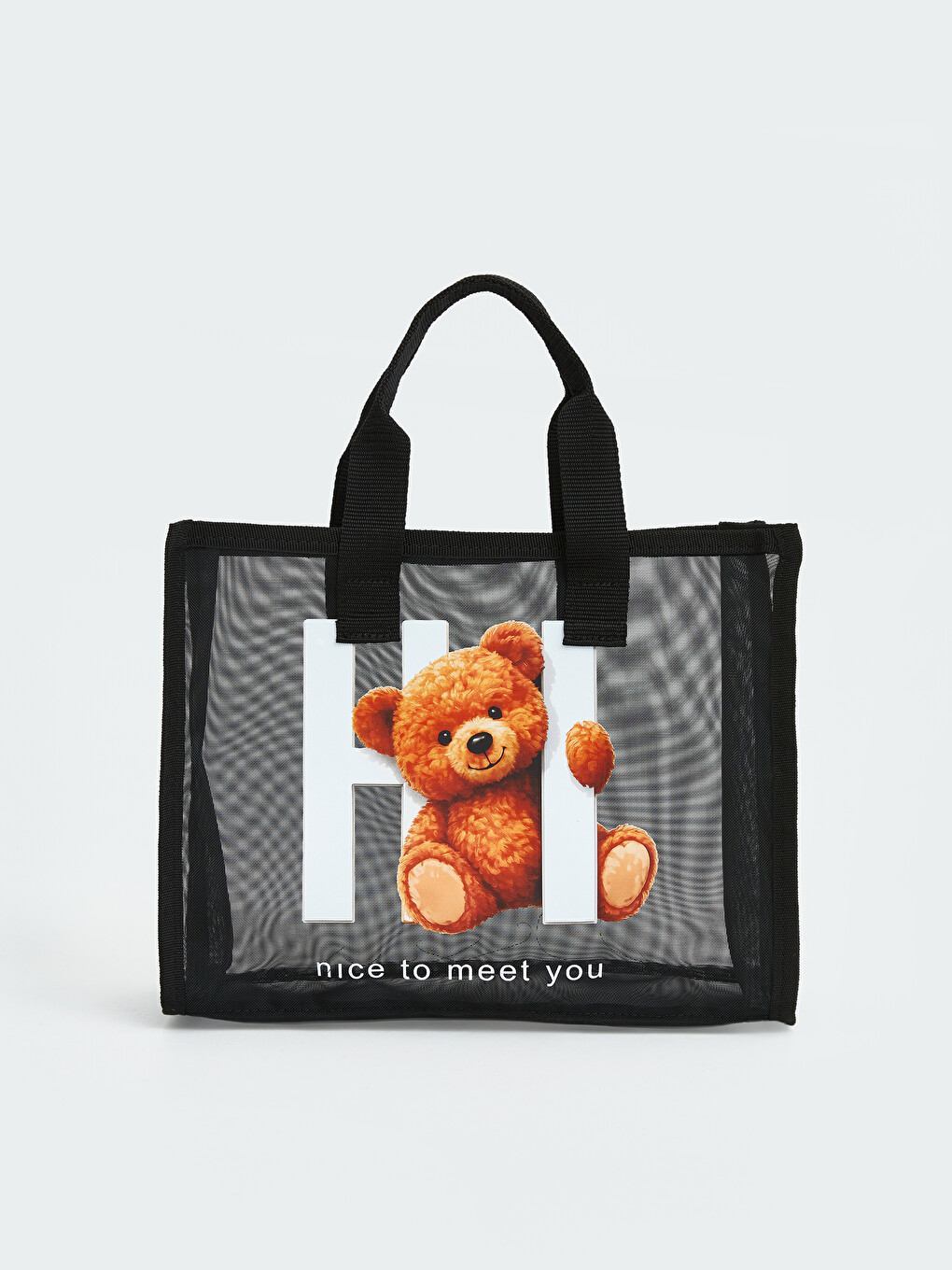 Siyah Ayı Teddy Baskılı Kız Çocuk Plaj Çantası