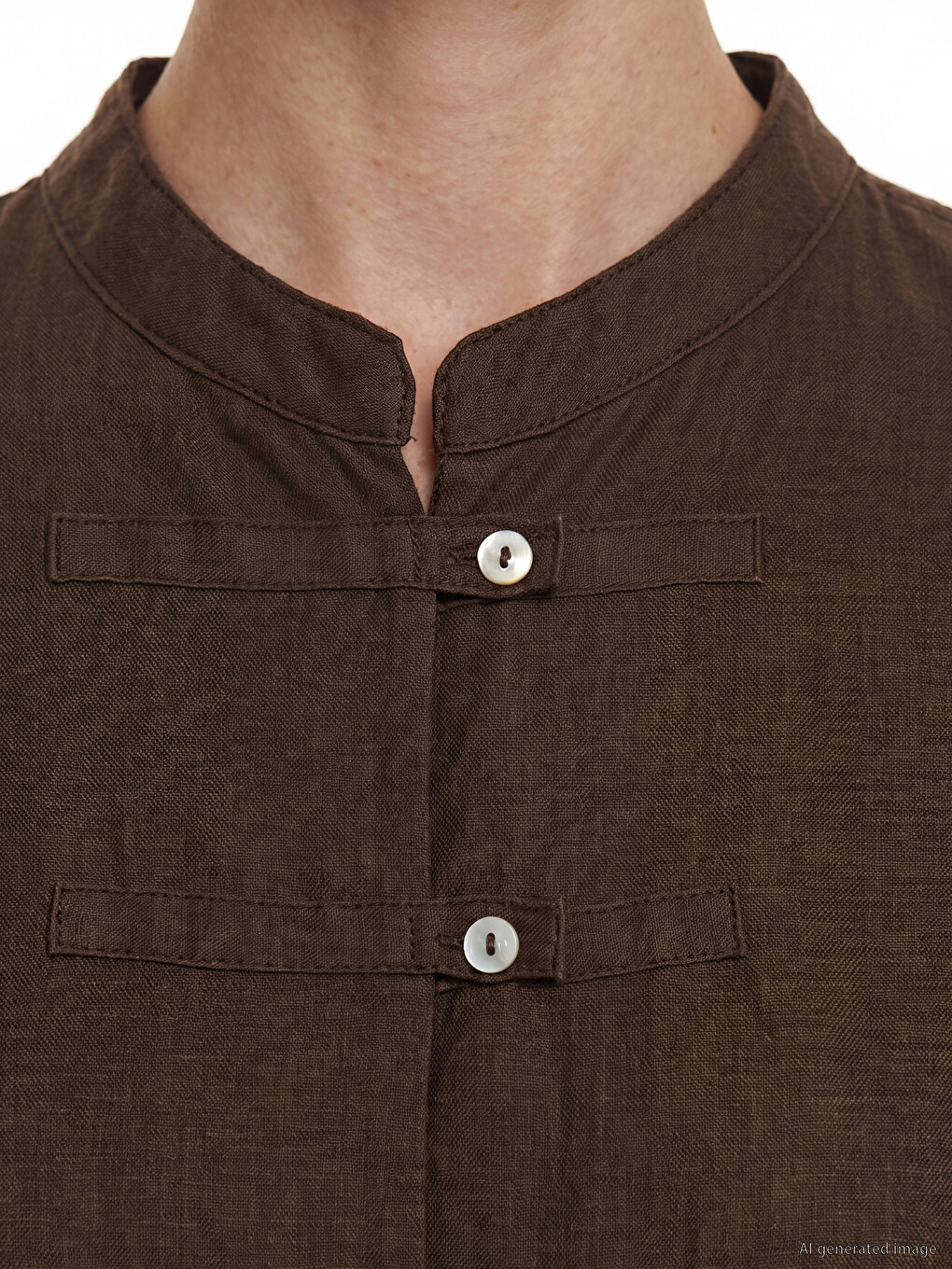 Notch Neck Ruched %100 Linen Dress-2