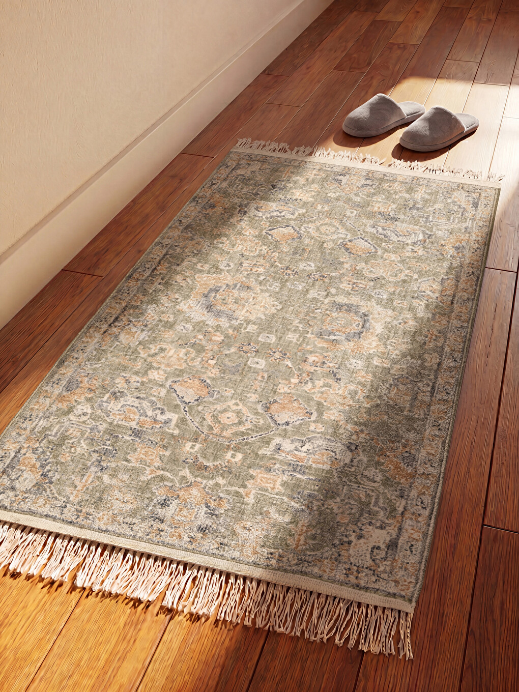 Karışık Püskül Detaylı Desenli Dikdörtgen Halı 80x150 cm