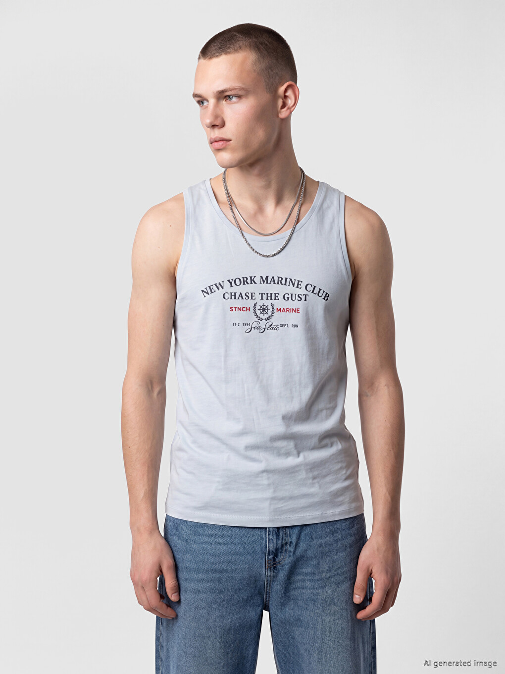 Crew Neck New York Printed Men's Sleeveless T-shirt