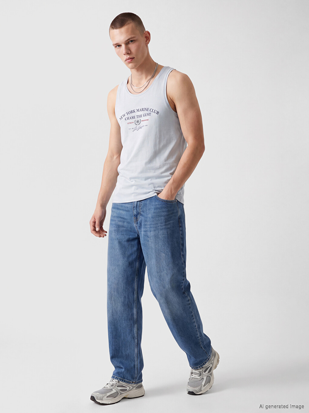 Crew Neck New York Printed Men's Sleeveless T-shirt-1