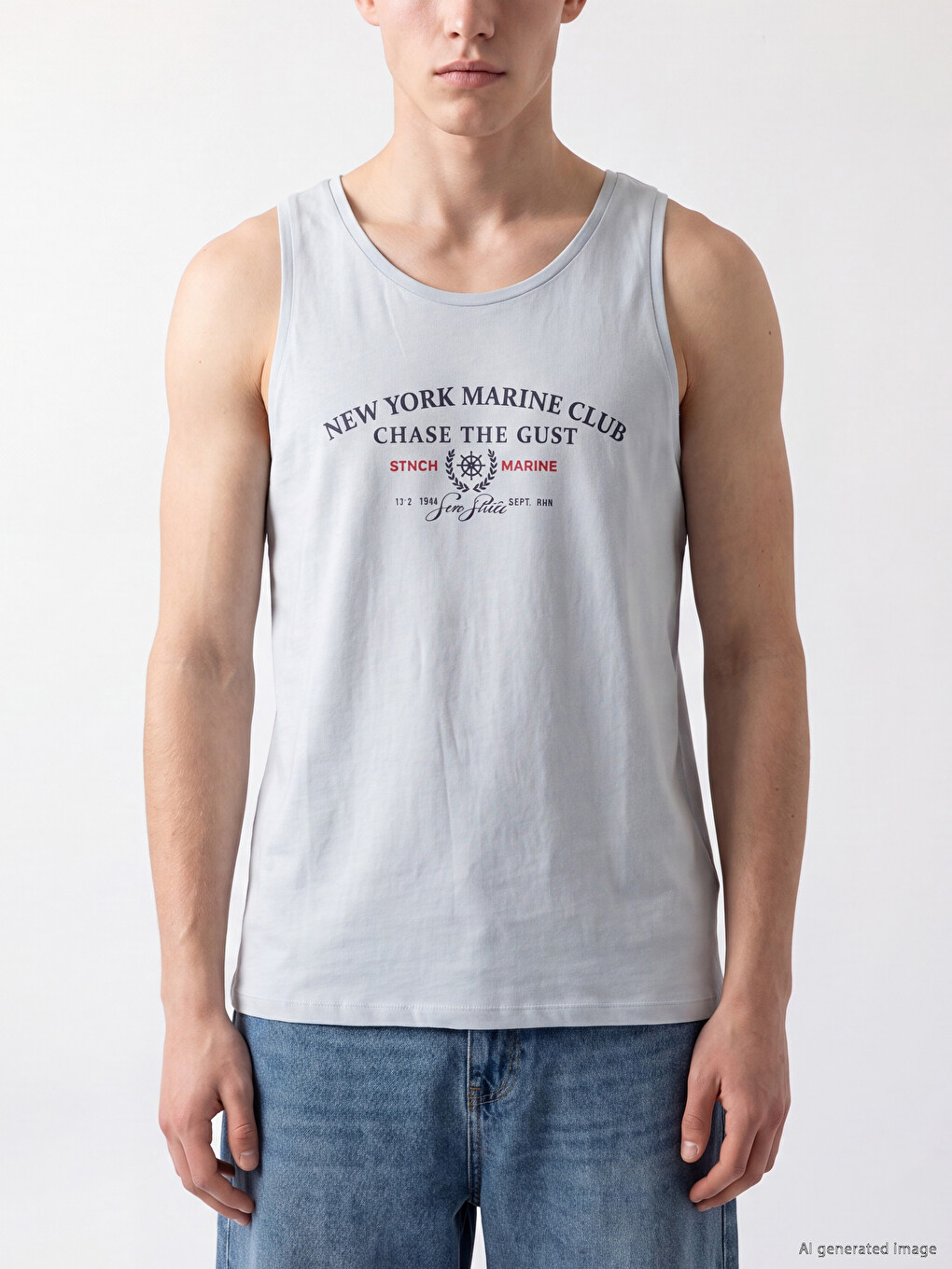 Crew Neck New York Printed Men's Sleeveless T-shirt-2