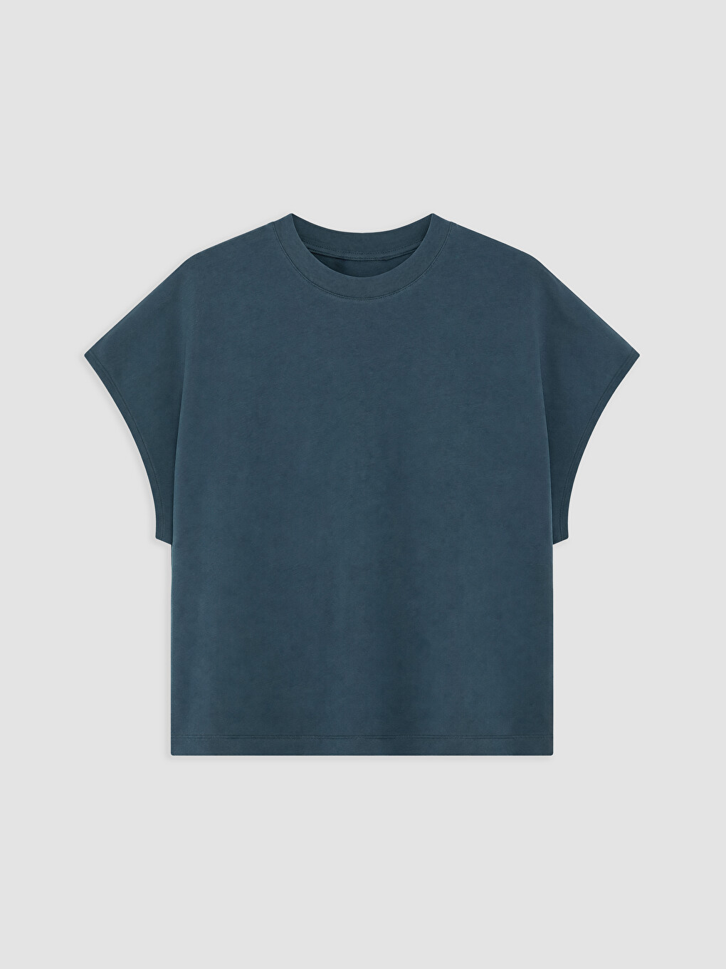 Petrol Relax Fit Bisiklet Yaka Baskılı Erkek Tişört-4