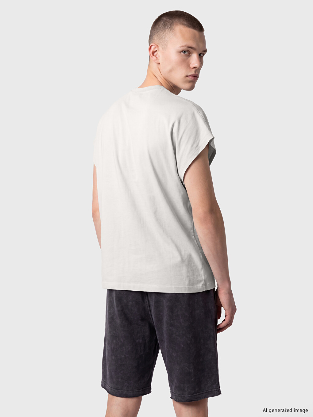 Relaxed Fit Crew Neck Printed Men's Sleeveless T-shirt-3