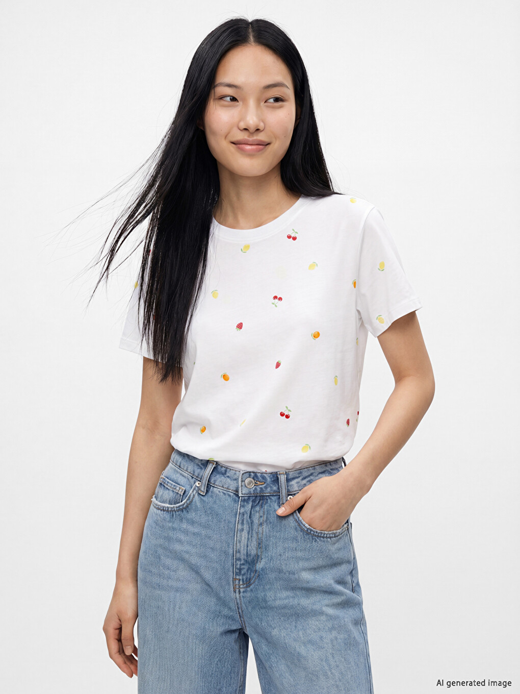 Fruit Printed 100% Cotton Women's T-Shirt