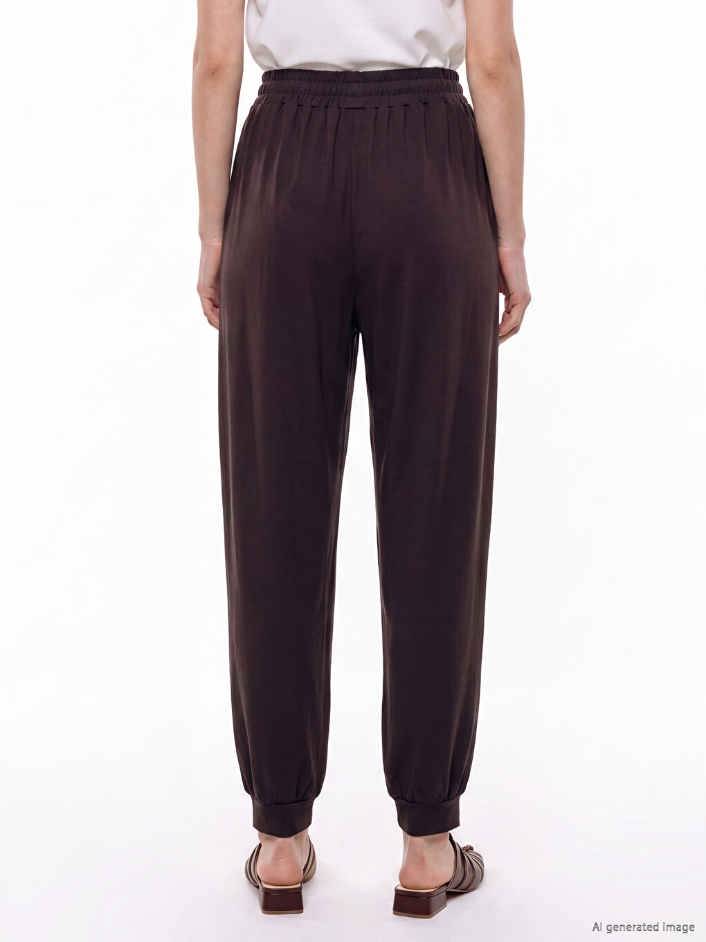 Kahverengi Soft Touch Kadın Jogger Eşofman Altı-3