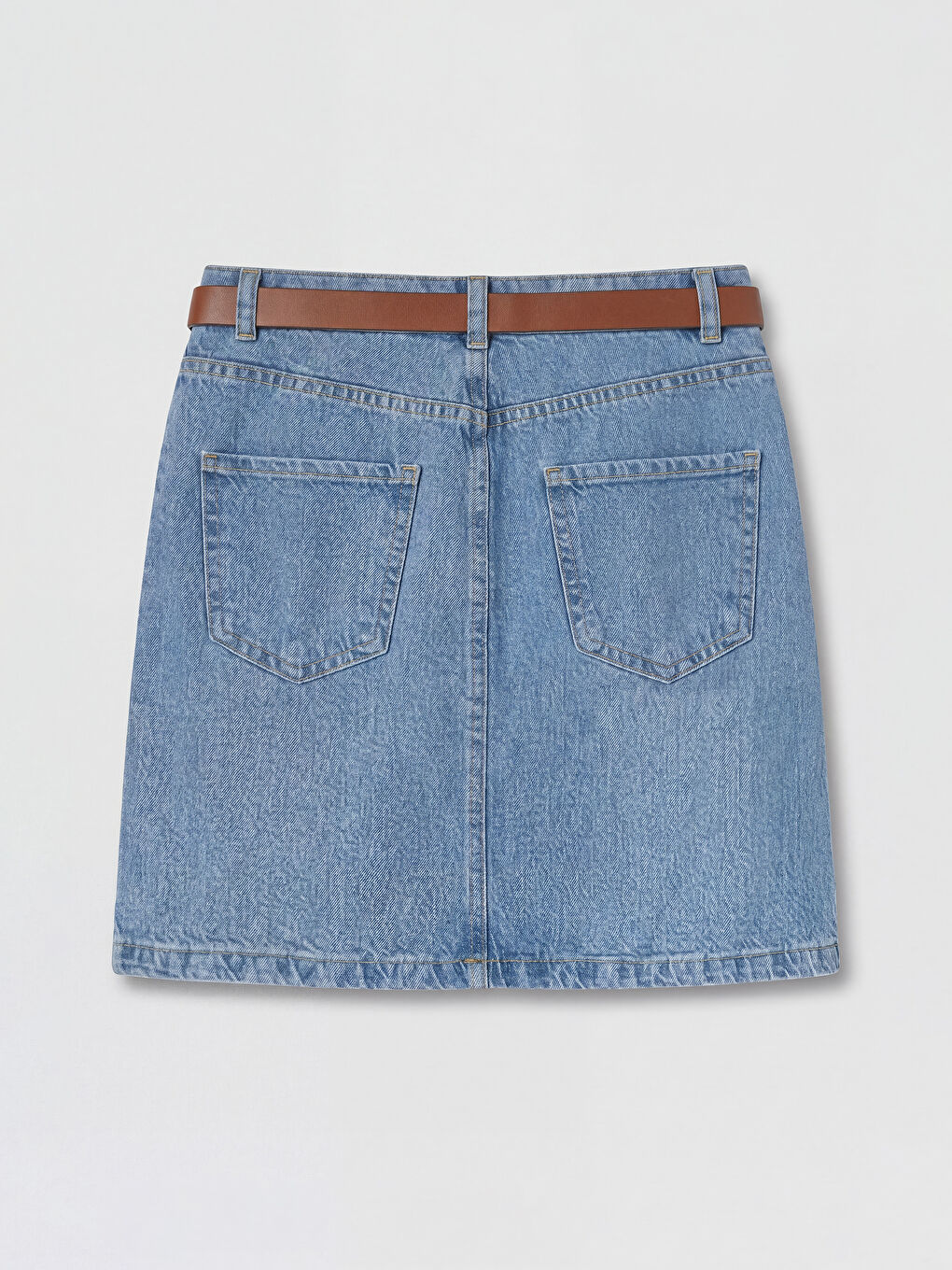 Mavi Regular Fit Kemerli Kız Çocuk Jean Etek-1