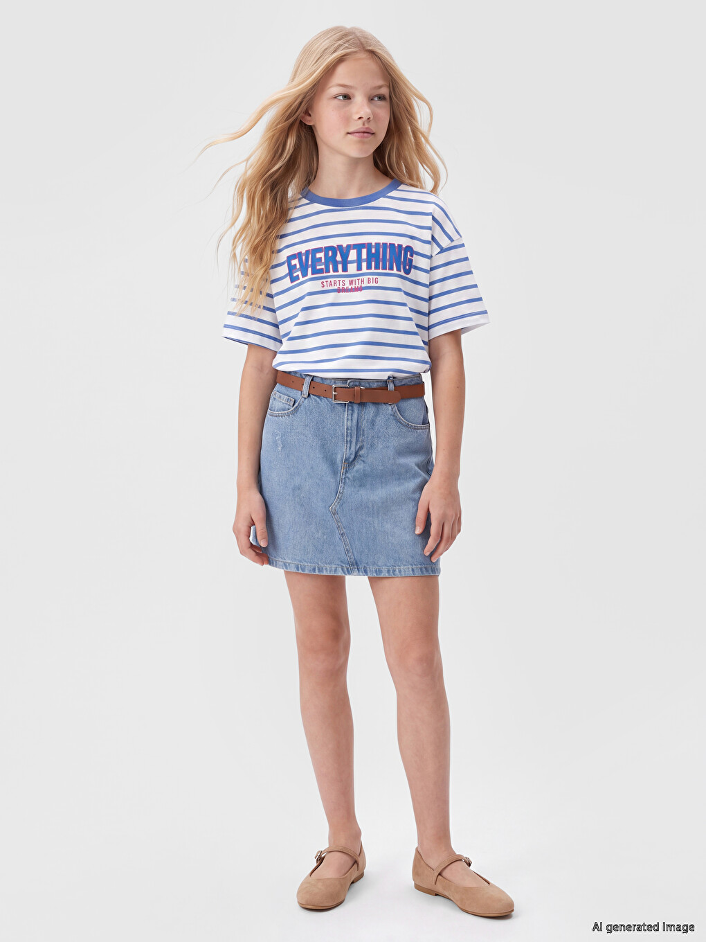 Fund Xhinsi I Shkurtër Me Rrip, Përshtatje E Rregullt Për Vajza-1