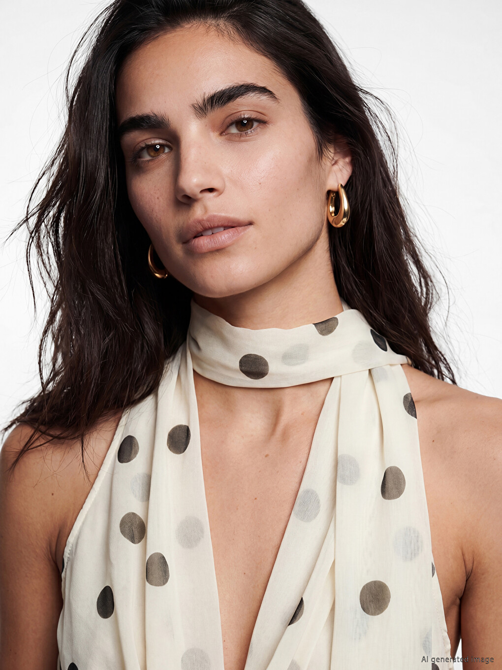 Bluza sa halter kragnom na tufnice sa detaljem marame-2