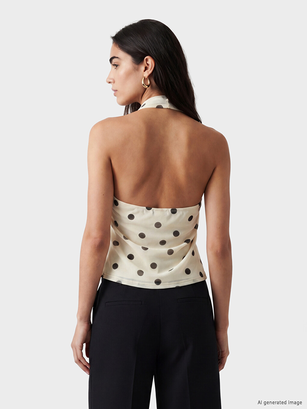 Bluza sa halter kragnom na tufnice sa detaljem marame-3