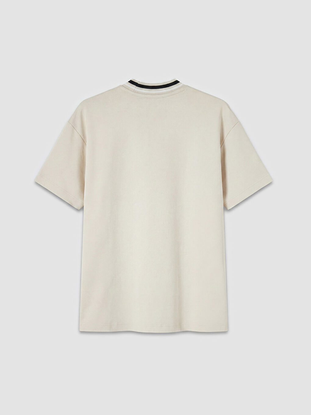 Bej Bisiklet Yaka Soft Touch Kadın Tişört-1